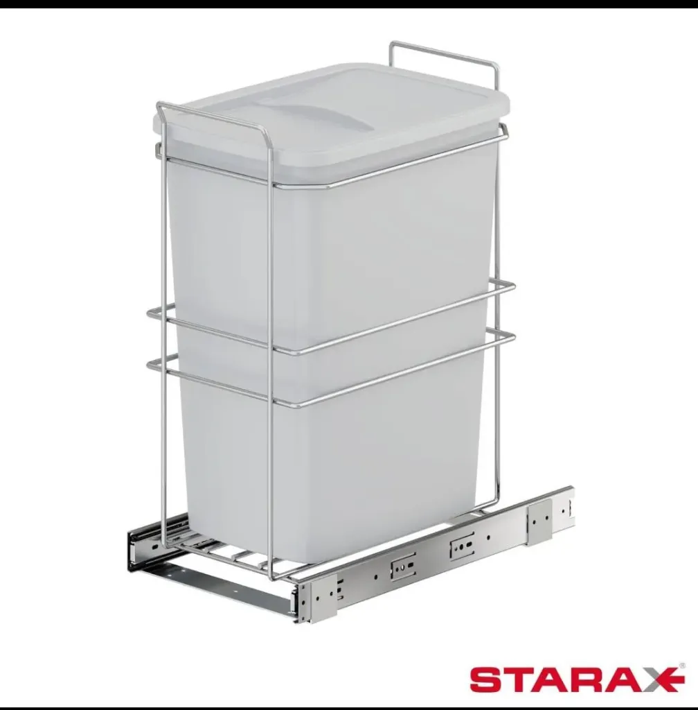 [1807] باسكت مهملات 1 عين 35 لتر s 2590 بغطاء سيلفر STARAX
